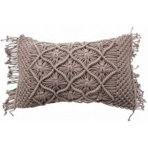 Macrame - Coussin macramé en coton tressé violet clair 30x50