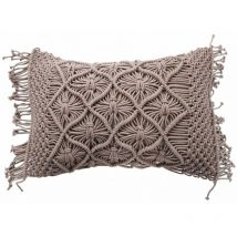 Macrame - Coussin macramé en coton tressé violet clair 40x60