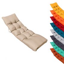 Coussin matelassé pour bain de soleil, transat - 185 x 60 cm - Beige Linxor