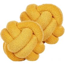 Coussins Nœud Moutarde en Tissu Bouclé 19 cm en Forme de Balle Ensemble de 2 Malni