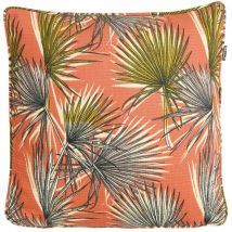 Coussin orange, motif palmier