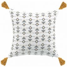Coussin Pompons Letikos Blanc 40cm