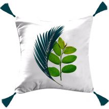 Coussin pompons Tropical Brazil feuillage