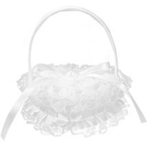 Feiyue - Coussin pour alliances de mariage en dentelle en forme de cœur, support pour bagues de fiançailles, boîte à bagues avec poignée