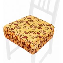 Coussin pour Chaise En Coton Amovible Lavable Bande Élastique Housse De Chaise Fleurì - Jaune