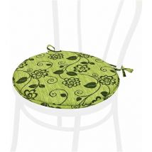 Coussin pour Chaise Rond Doux Universel Lacets de fixation Lavable Housses de Chaise Fleurì - Vert