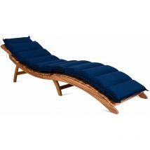 Coussin pour chaise longue rembourré 7 cm d'épaisseur oreiller inclus avec sangles Coussin pour bain de soleil Bleu