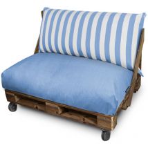 Happers - Coussin pour palette Toldotex Bleu Ciel Housse Dossier 80x45x25 (rayé) Sans Garnissage Bleu Ciel