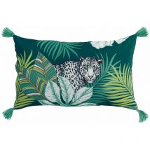 Coussin décoratif avec cap nature, 30 x 50 cm, vert avec motif léopard