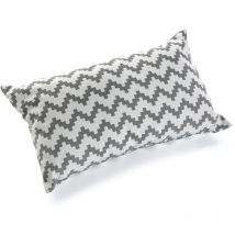 Coussin rectangle épais en coton blanc gris motif zigzag 50x15x30cm coppen