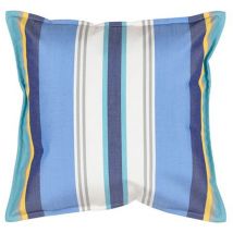 Petit coussin carré 40 x 40 cm - 100% Coton - Bleu/Blanc - PAROS