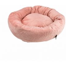 Coussin Donut velours pour animaux - Broderie fleurie - Diamètre 50cm
