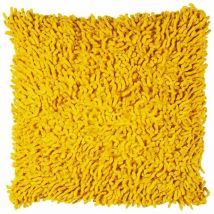 Shaggy disco - Coussin en coton seventies jaune 40x40