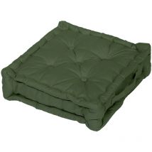 Coussin tapissier en coton 50x50x10 cm panama kaki, par Soleil d'Ocre