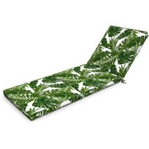 Coussin bain de soleil polyester blanc et vert 186 x 60 x 5 cm