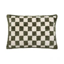 Coussin Tufté Damier 'Itha' 38x58cm Kaki