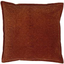 Coussin Velours 100% coton motif végétal coloris rouge brique -