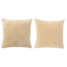 Les Tendances - Lot de 2 coussins velours carre beige 10x45x45cm