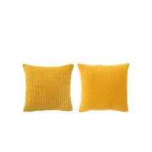 TMM - Coussin Velours Carre Coton Ocre Assortiment De 2 - l 45 x l 45 x h 10 cm