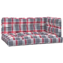 Coussins de palette lot de 3 motif à carreaux rouge tissu