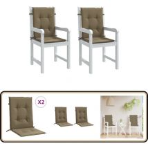 Coussins de chaise à dossier bas lot de 2 taupe mélangé tissu - Coussin Chaise - Coussin Exterieur - Coussin Jardin - Coussin Salon - Coussin
