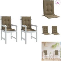 Coussins de chaise à dossier bas lot de 2 taupe mélangé tissu - Coussin Chaise - Coussin Exterieur - Coussin Jardin - Coussin Salon - Coussin