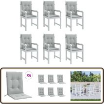 Coussins de chaise à dossier bas lot de 6 gris clair mélangé - Coussin Chaise - Coussin Exterieur - Coussin Jardin - Coussin Salon - Coussin