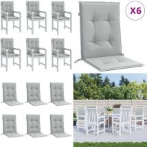 Coussins de chaise à dossier bas lot de 6 gris clair mélangé - Coussin Chaise - Coussin Exterieur - Coussin Jardin - Coussin Salon - Coussin