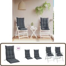 Coussins de chaise à dossier haut lot de 2 anthracite - Coussin De Chaise - Coussin D'extérieur - Coussin Décoratif - Coussin Confortable - Coussin