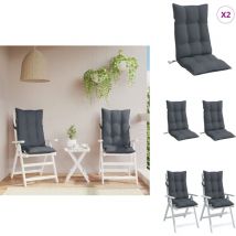 Coussins de chaise à dossier haut lot de 2 anthracite - Coussin De Chaise - Coussin D'extérieur - Coussin Décoratif - Coussin Confortable - Coussin