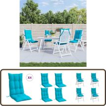 Coussins de chaise à dossier haut lot de 4 turquoise - Coussins De Chaise - Coussins Exterieurs - Coussins Décoratifs - Cushions Patio - Cushions