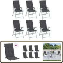Coussins de chaise à dossier haut lot de 6 anthracite mélangé - Coussin Chaise - Coussin Exterieur - Coussin Jardin - Coussin Design - Housse Chaise