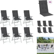 Coussins de chaise à dossier haut lot de 6 anthracite mélangé - Coussin Chaise - Coussin Exterieur - Coussin Jardin - Coussin Design - Housse Chaise