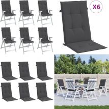 Coussins de chaise à dossier haut lot de 6 anthracite mélangé - Coussin Chaise - Coussin Exterieur - Coussin Jardin - Coussin Design - Housse Chaise