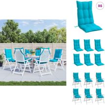 Coussins de chaise à dossier haut lot de 6 turquoise - Coussins De Chaise - Coussins Exterieurs - Coussins Patio - Cushions Décoratifs - Cushions