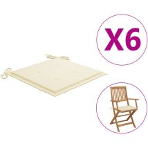 Langray - fimei Coussins de chaise de jardin 6 pcs Crème 40x40x3 cm Tissu