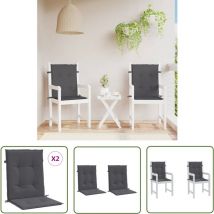 The Living Store Coussins de chaise de jardin à dossier bas lot de 2 anthracite - Coussin De Chaise - Coussin D'extérieur - Coussin Jardin - Tissu