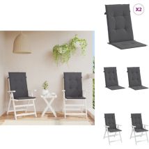Coussins de chaise de jardin à dossier haut lot de 2 anthracite - Coussin De Chaise - Coussin Exterieur - Coussin Jardin - Coussin Confortable
