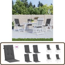 Coussins de chaise de jardin à dossier haut lot de 4 anthracite - Coussins De Chaise - Coussin Exterieur - Coussin Jardin - Fauteuil Jardin