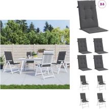 Coussins de chaise de jardin à dossier haut lot de 4 anthracite - Coussins De Chaise - Coussin Exterieur - Coussin Jardin - Fauteuil Jardin