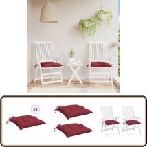 Coussins de chaise lot de 2 rouge bordeaux 40x40x7 cm - Coussin De Chaise - Coussin Décoratif - Coussin Extérieur - Coussin Imperméable - Coussin