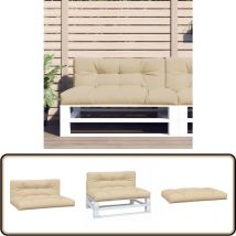 Coussins de palette lot de 2 beige tissu - Coussins De Terrasse - Coussins Exterieurs - Coussins Jardin - Coussin Confortable - Coussin Design