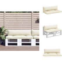 Coussins de palette lot de 2 crème tissu - Coussin De Palette - Coussins De Palette - Coussin - Coussin Extérieur