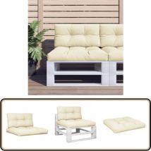 Coussins de palette lot de 2 crème tissu - Coussins De Terrasse - Coussins Exterieurs - Coussins Décoratifs - Coussins Confortable - Cushions Outdoor