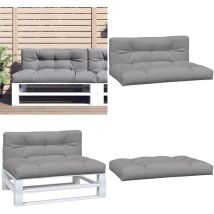 Coussins de palette lot de 2 gris tissu - Coussins Exterieurs - Coussins De Terrasse - Coussins De Jardin - Cushions Décoratifs - Mobilier De Jardin