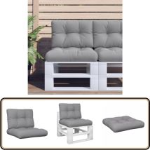Coussins de palette lot de 2 gris tissu - Coussins Exterieurs - Coussins De Terrasse - Coussins Jardin - Coussin Confortable - Coussin Design