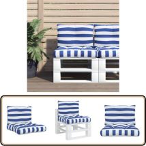 Coussins de palette lot de 2 rayures bleues/blanches - Coussin Exterieur - Coussin Patio - Coussin Jardin - Coussin Bleu - Coussin Confortable