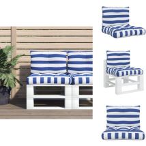 Coussins de palette lot de 2 rayures bleues/blanches - Coussin Exterieur - Coussin Patio - Coussin Jardin - Coussin Bleu - Coussin Confortable
