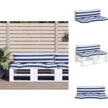 Coussins de palette lot de 2 rayures bleues/blanches - Coussins De Patio - Coussins Exterieurs - Coussins Décoratifs - Coussins Design - Coussins
