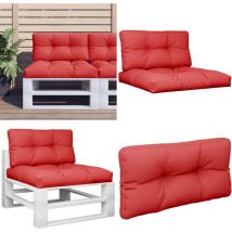 Coussins de palette lot de 2 rouge tissu - Coussins De Patio - Coussins Exterieurs - Coussins Décoratifs - Coussins Rouges - Coussins Résistants à